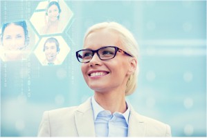 Woman attending a virtual conference